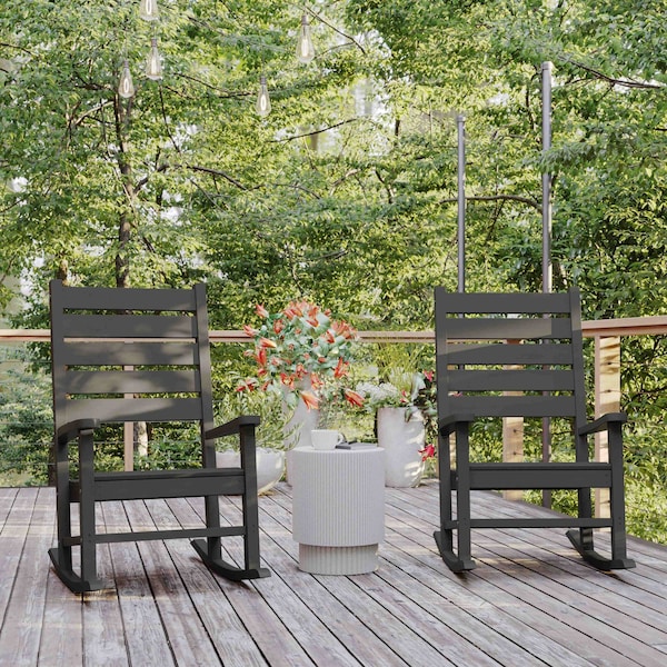 Flash Furniture Gray All-Weather Outdoor Rocking Chair, 2PK 2-LE-HMP-2002-110-GY-GG - main